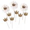 9 Gold and White Mini Sequin Crown CAKE TOPPER Decoration Set Party Supplies